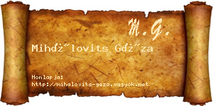 Mihálovits Géza névjegykártya